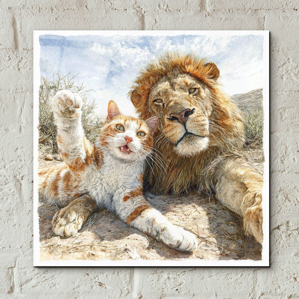 Feline Selfie by Ann Klee - 12x12 acrylic wall art in a room