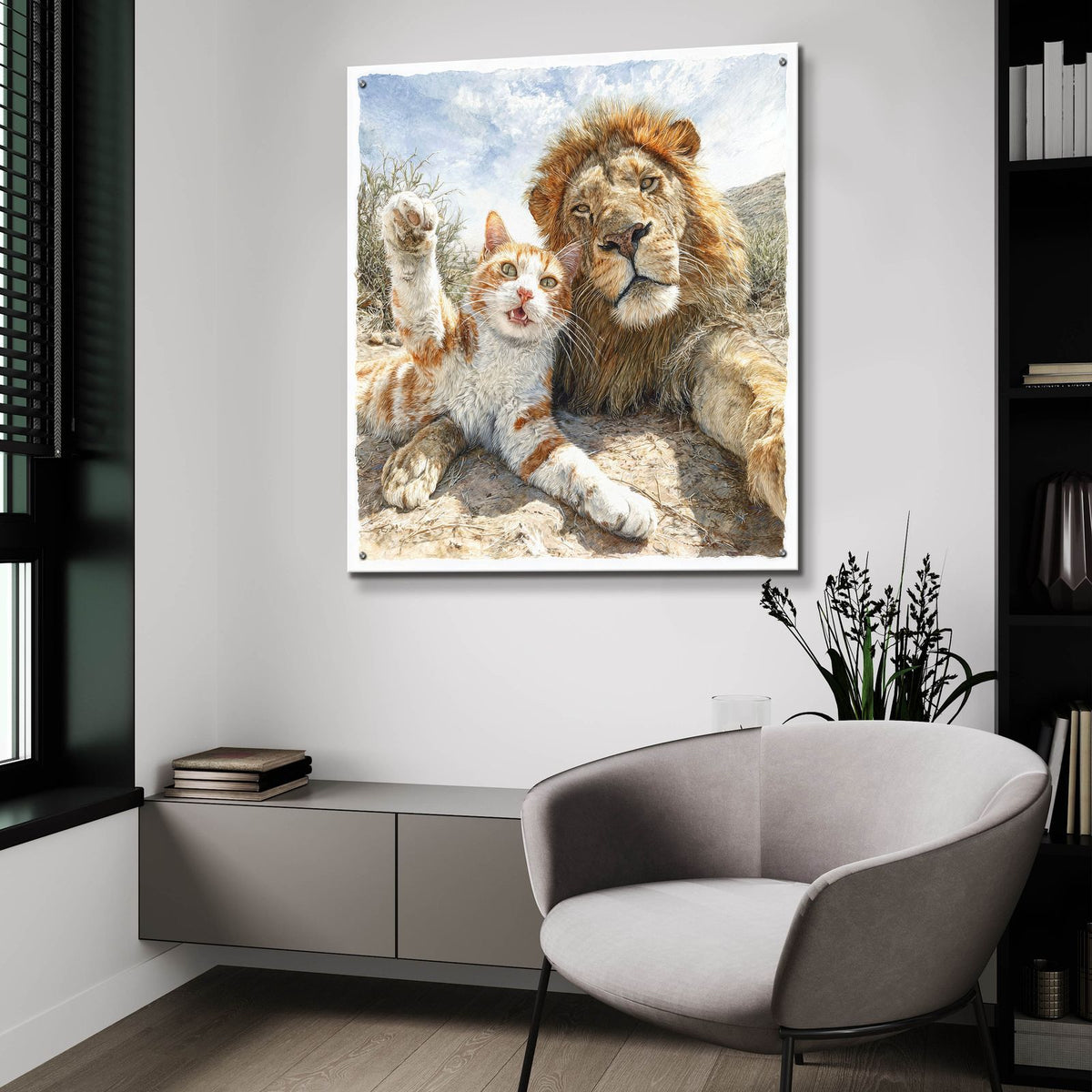 Feline Selfie by Ann Klee - 36x36 acrylic wall art in a room