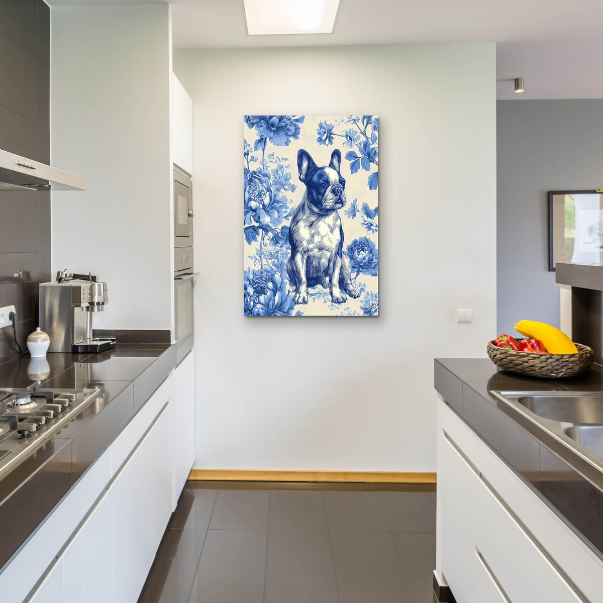 French Toile Bulldog 2 by Ann Klee - 24x36 acrylic wall art in a room
