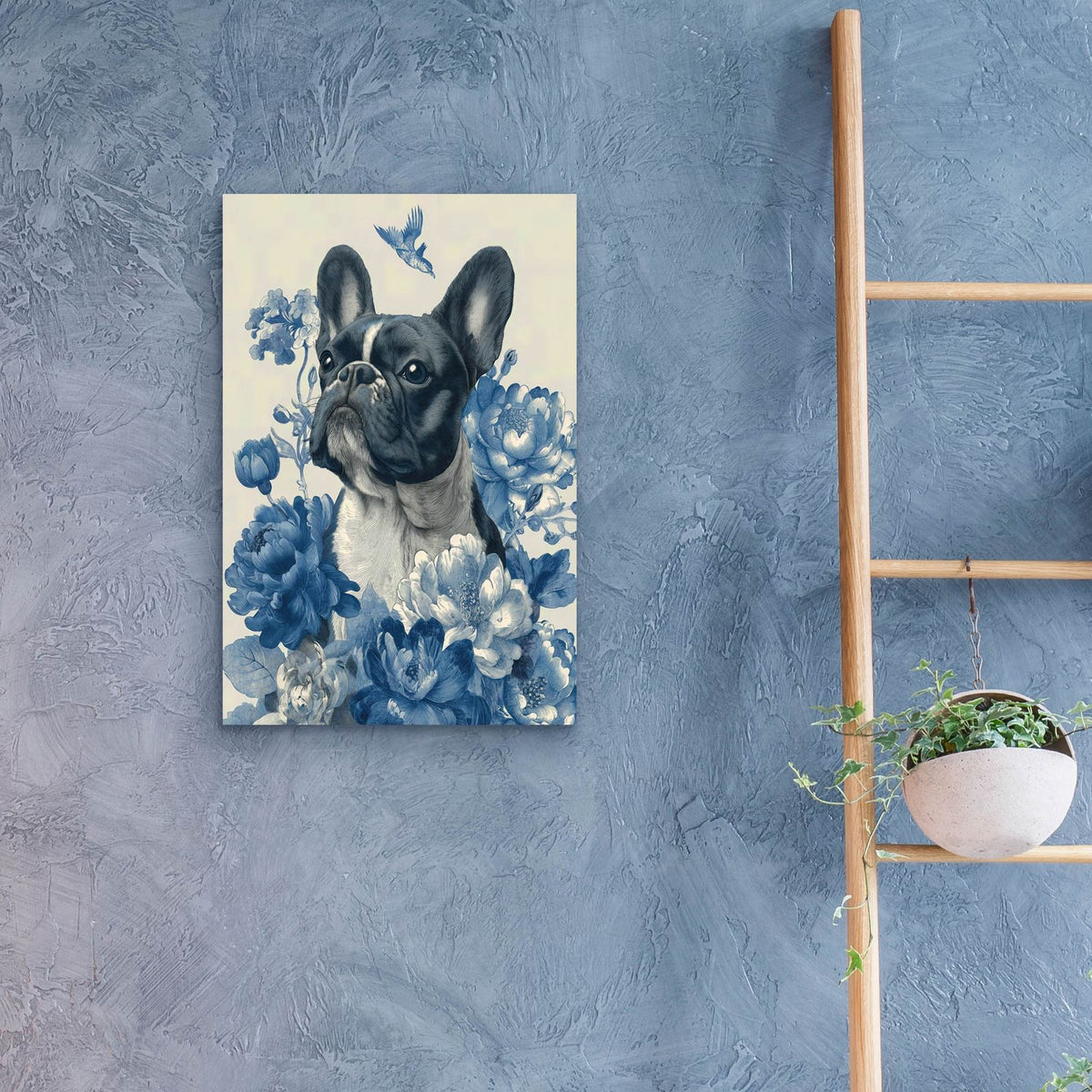 French Toile Bulldog by Ann Klee - 16x24 acrylic wall art in a room