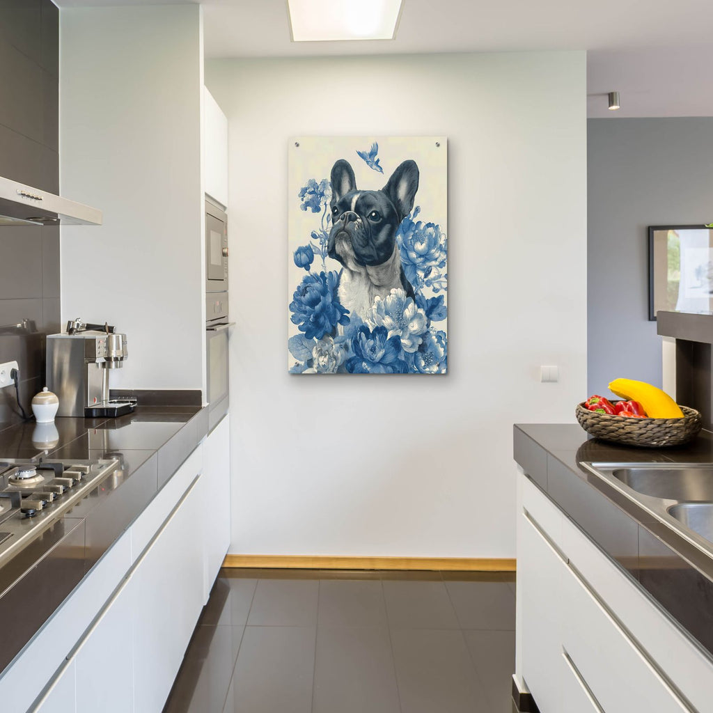 French Toile Bulldog by Ann Klee - 24x36 acrylic wall art in a room