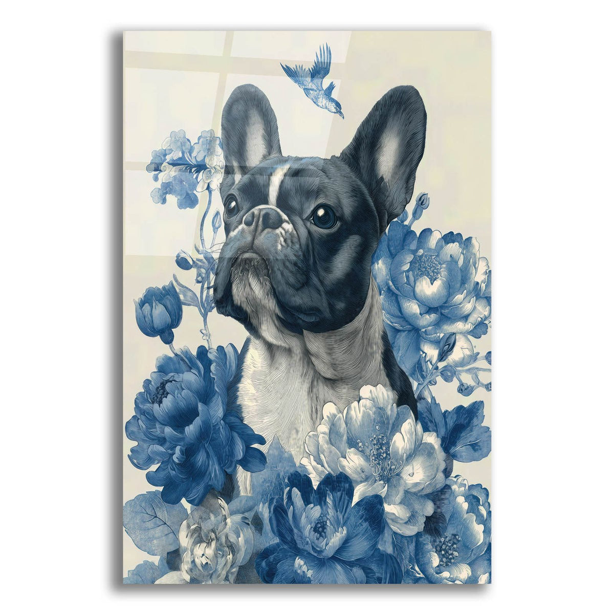 French Toile Bulldog by Ann Klee acrylic glass wall art