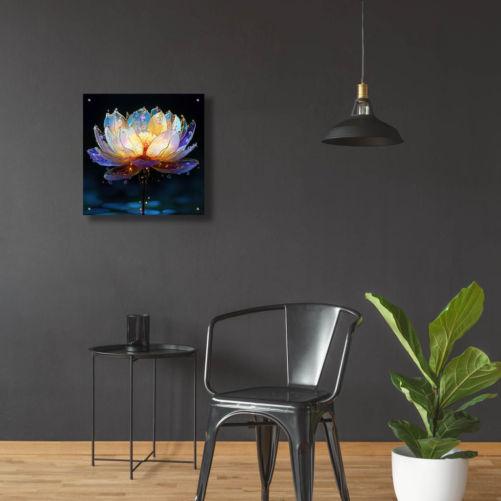 Glass Lotus Glow by Ann Klee - 24x24 acrylic wall art in a room