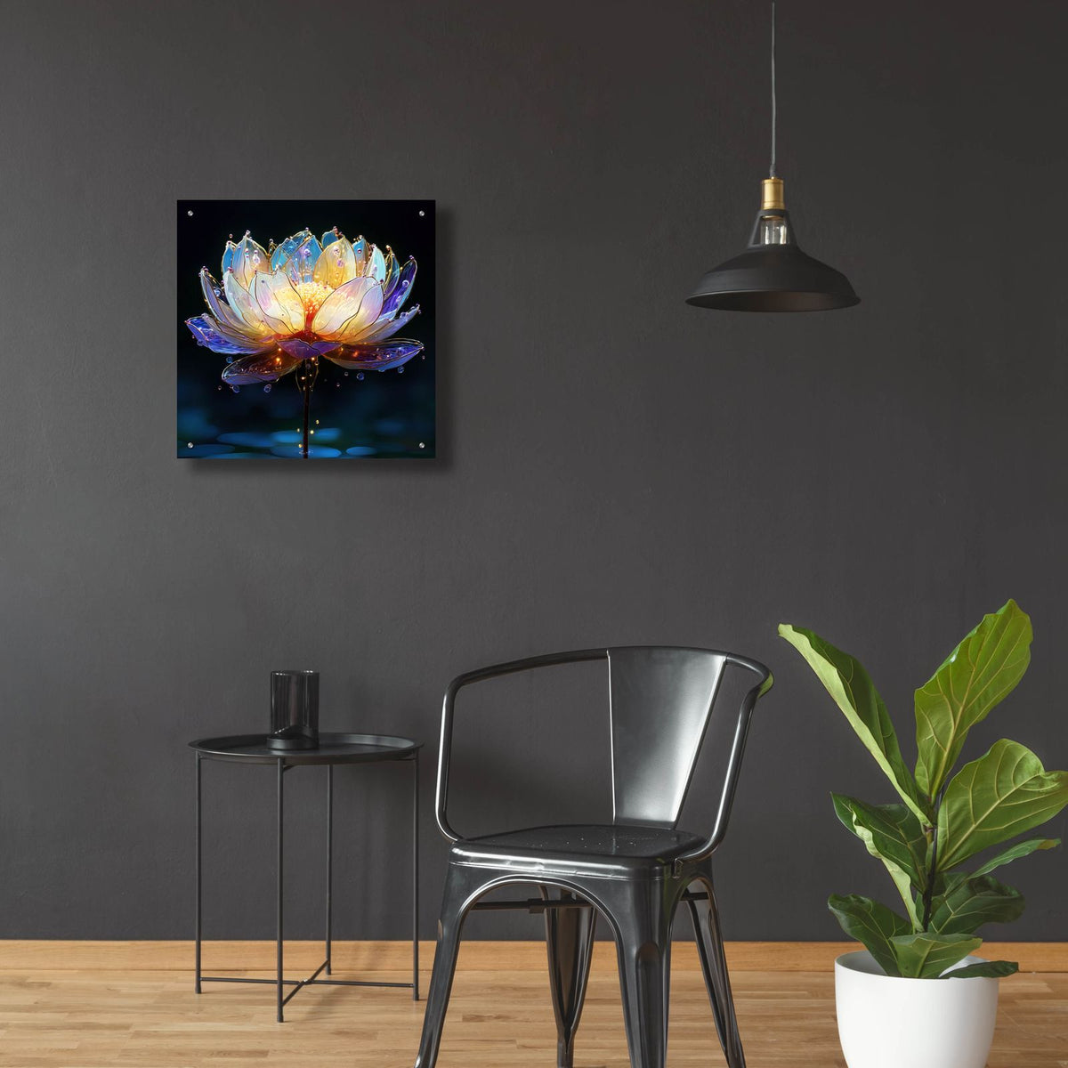 Glass Lotus Glow by Ann Klee - 24x24 acrylic wall art in a room