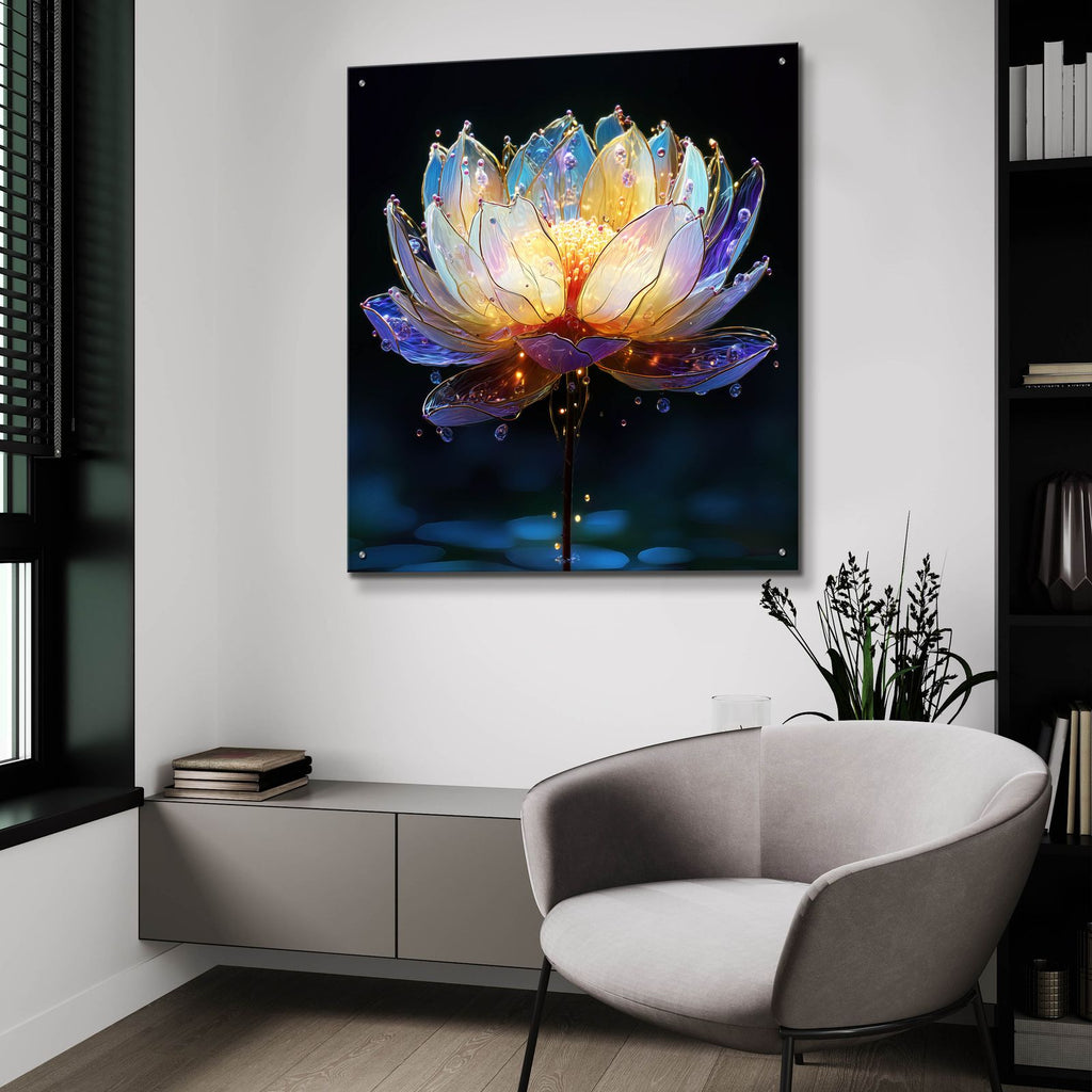 Glass Lotus Glow by Ann Klee - 36x36 acrylic wall art in a room