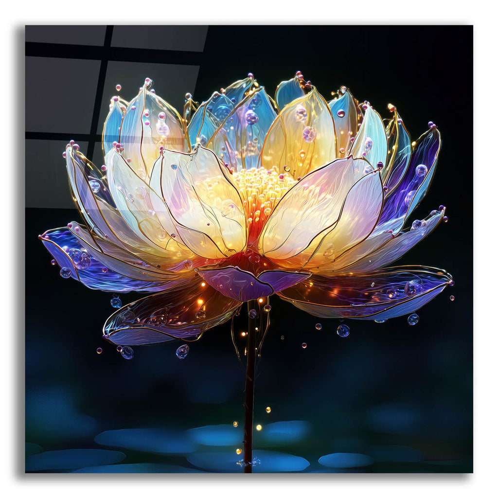 Glass Lotus Glow by Ann Klee acrylic glass wall art