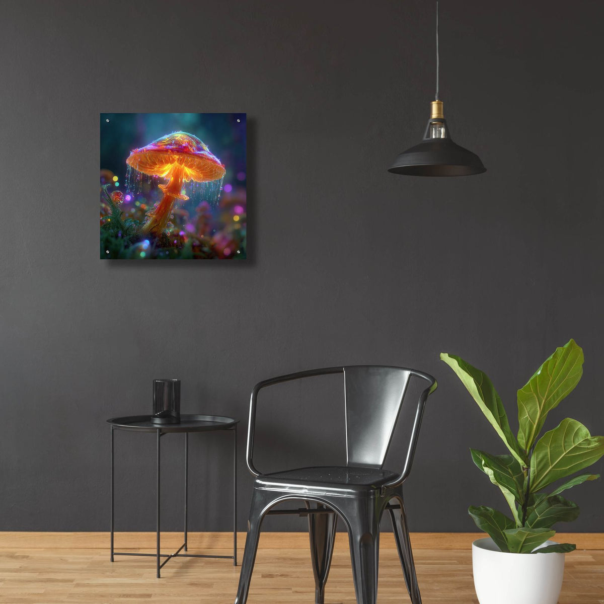 Glowing Mushroom 3 by Ann Klee - 24x24 acrylic wall art in a room