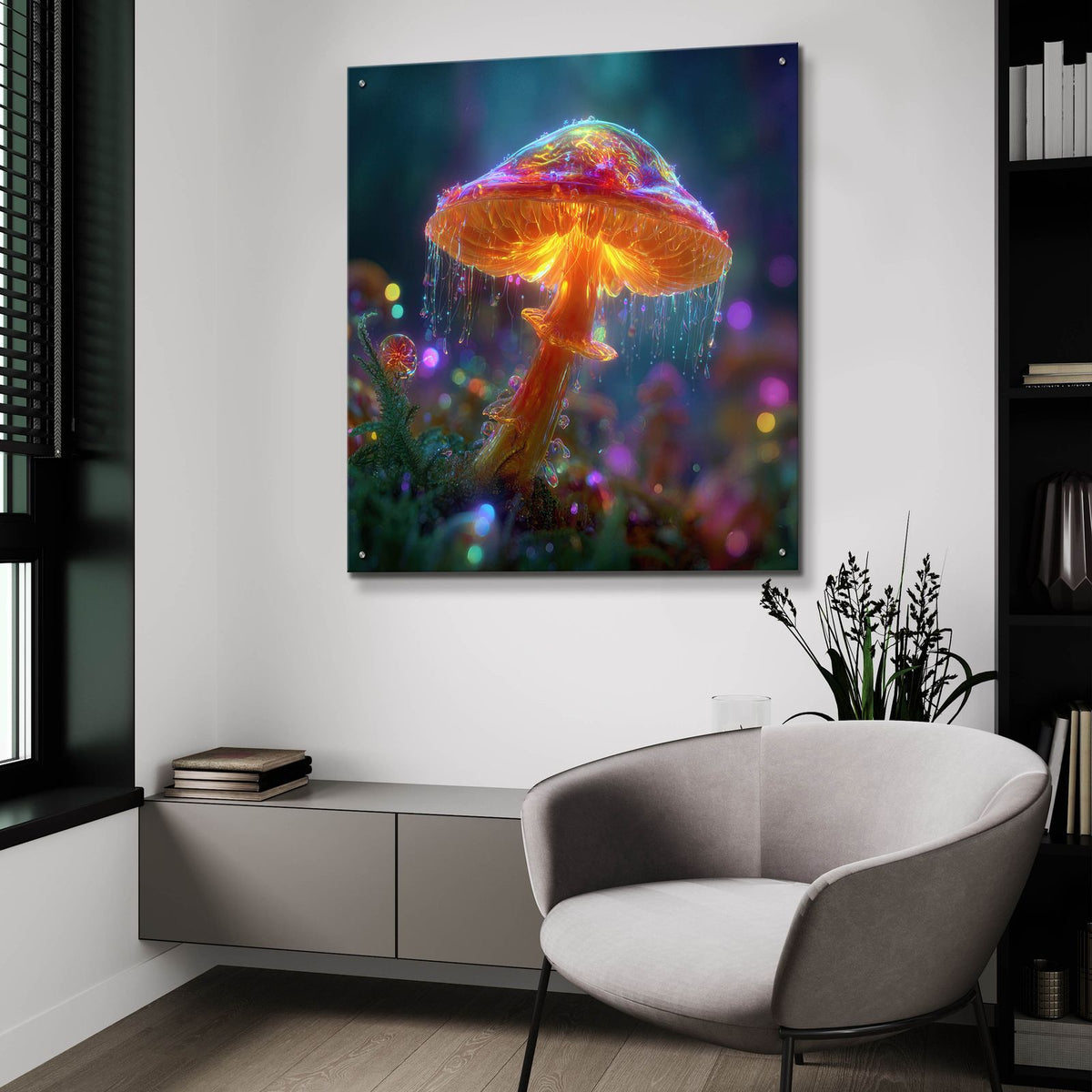 Glowing Mushroom 3 by Ann Klee - 36x36 acrylic wall art in a room