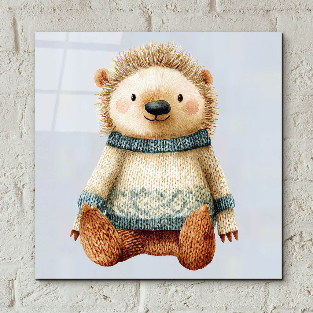 Knitted Bear by Ann Klee - 12x12 acrylic wall art in a room