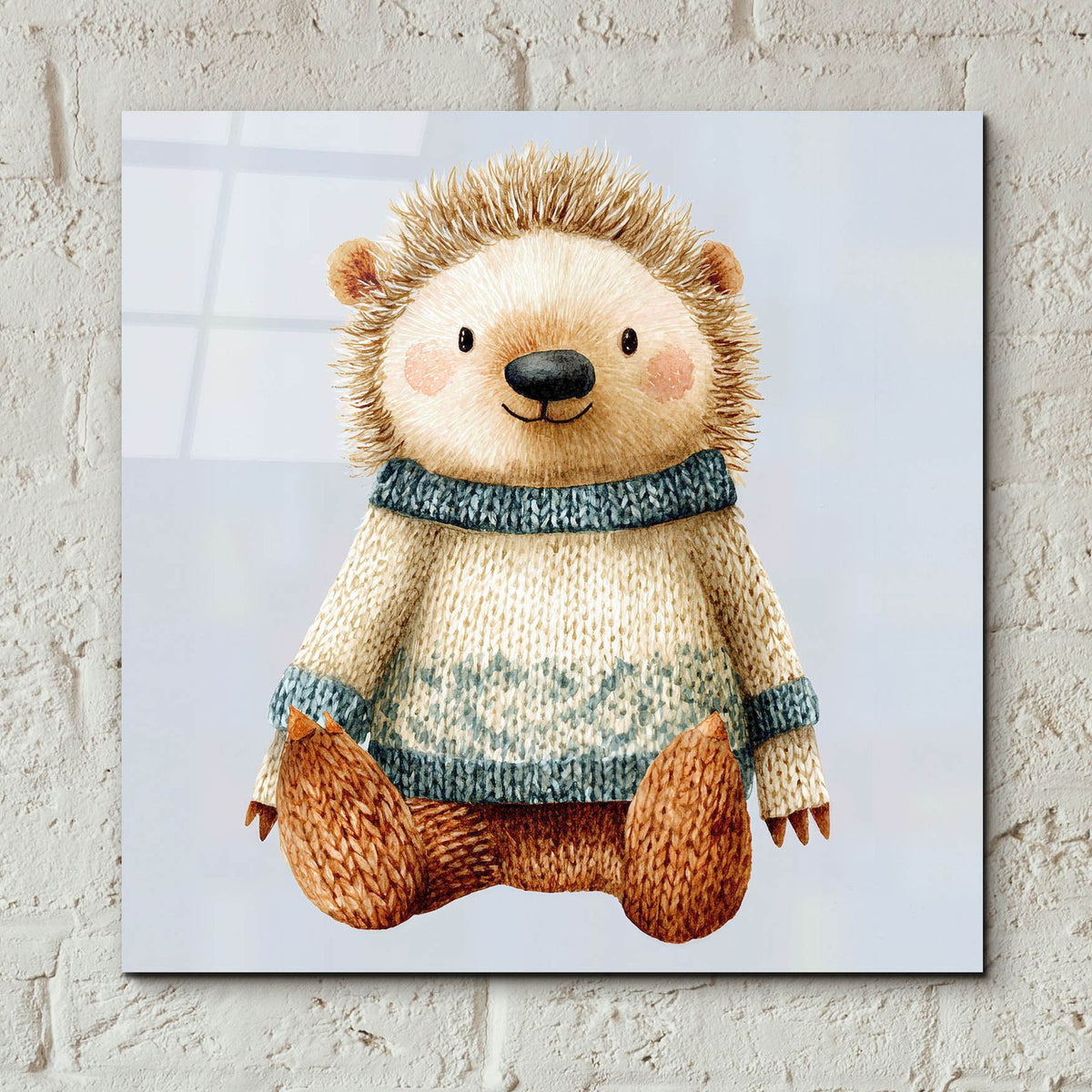 Knitted Bear by Ann Klee - 12x12 acrylic wall art in a room