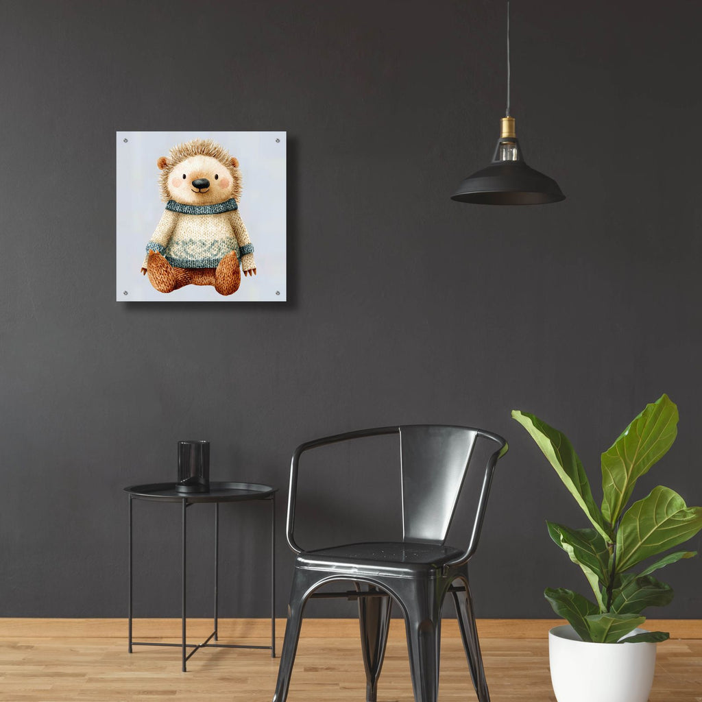 Knitted Bear by Ann Klee - 24x24 acrylic wall art in a room