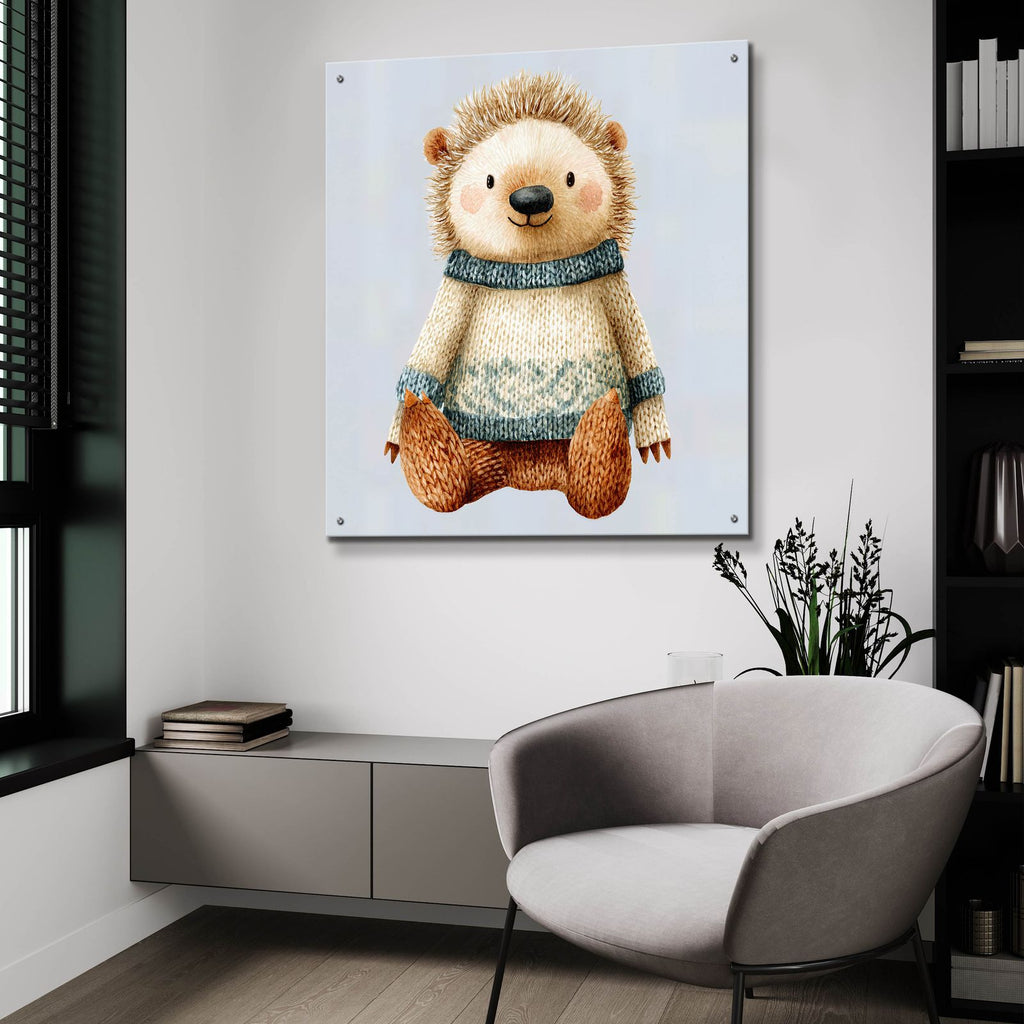 Knitted Bear by Ann Klee - 36x36 acrylic wall art in a room
