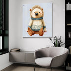 Knitted Bear by Ann Klee - 36x36 acrylic wall art in a room