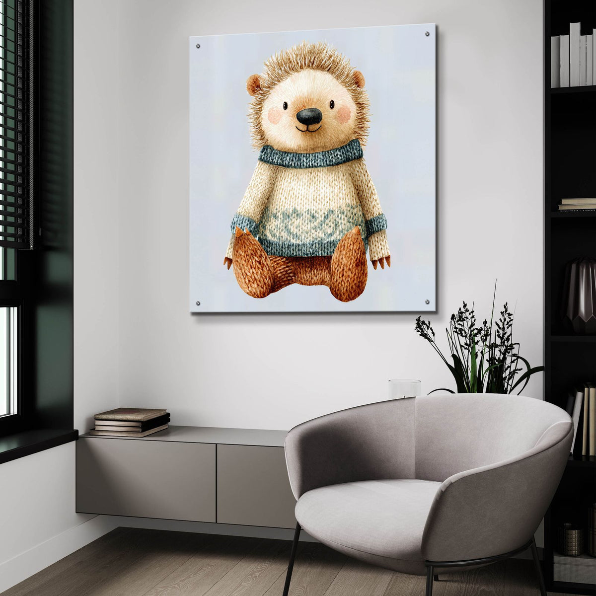 Knitted Bear by Ann Klee - 36x36 acrylic wall art in a room