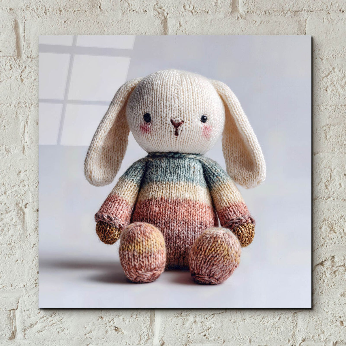 Knitted Bunny by Ann Klee - 12x12 acrylic wall art in a room