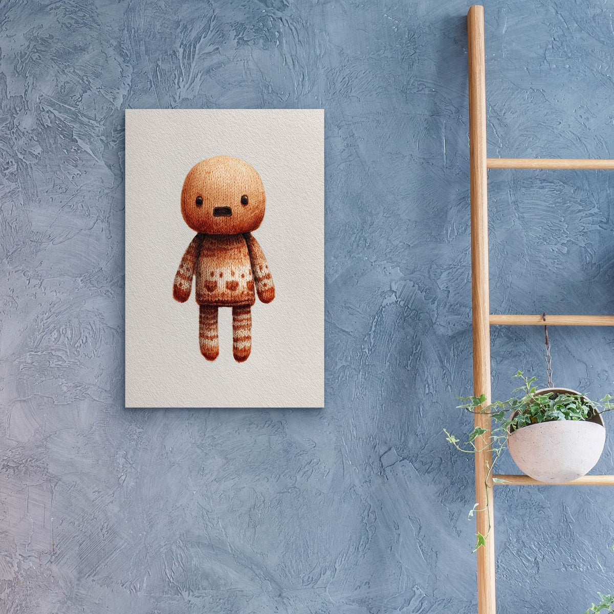 Knitted Doll by Ann Klee - 16x24 acrylic wall art in a room