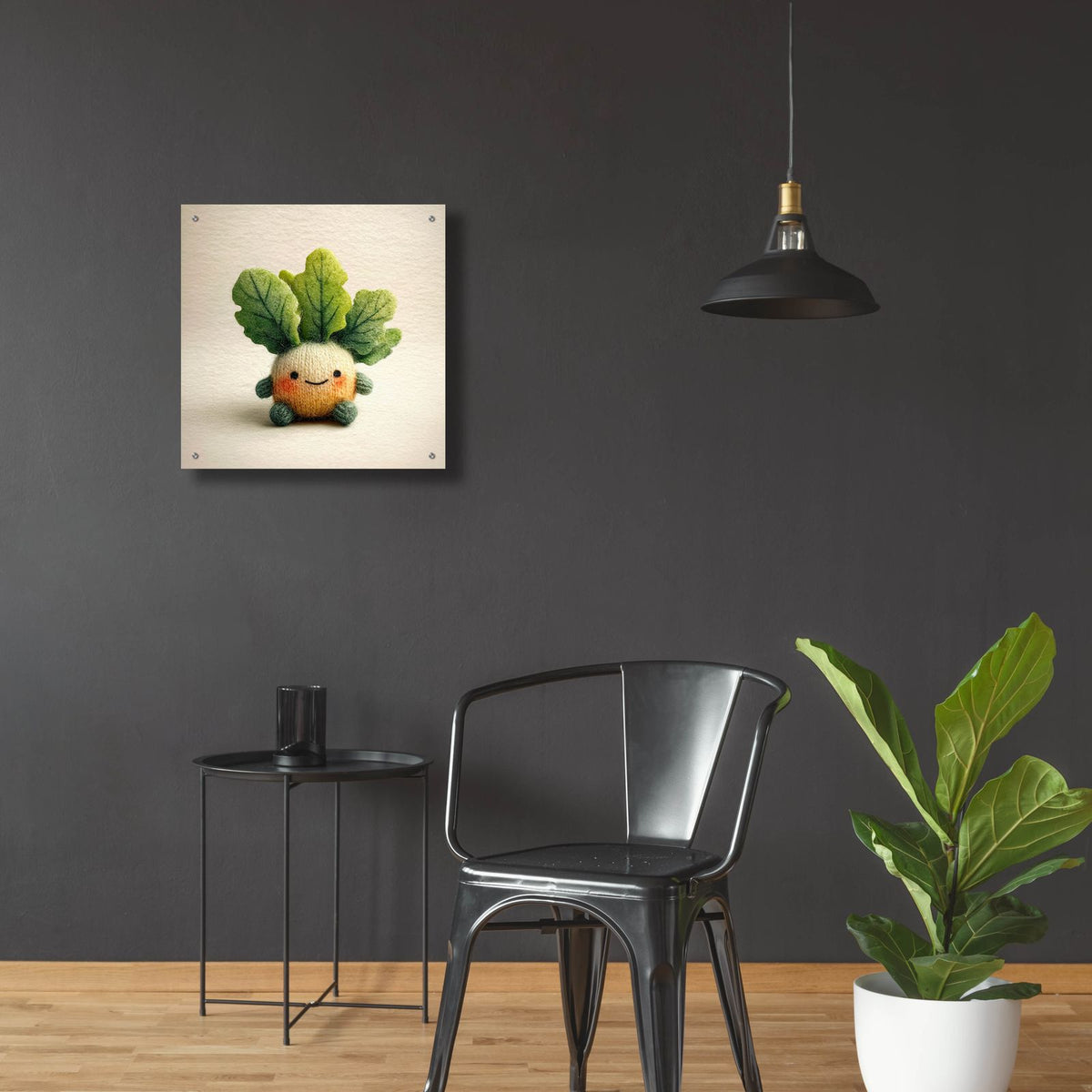 Knitted Emotional Support Lettuce by Ann Klee - 24x24 acrylic wall art in a room