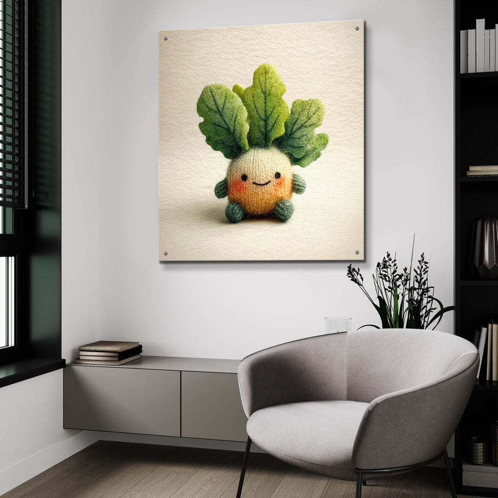 Knitted Emotional Support Lettuce by Ann Klee - 36x36 acrylic wall art in a room
