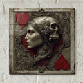 Medieval Queen Of Hearts And Skull 2 by Ann Klee - 12x12 acrylic wall art in a room