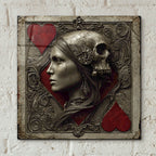 Medieval Queen Of Hearts And Skull 2 by Ann Klee - 12x12 acrylic wall art in a room
