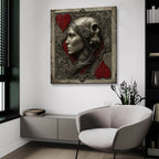 Medieval Queen Of Hearts And Skull 2 by Ann Klee - 36x36 acrylic wall art in a room