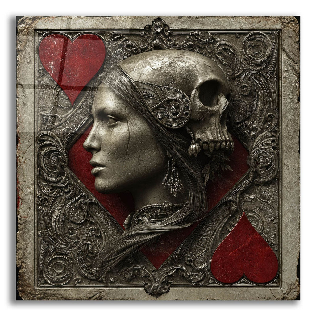Medieval Queen Of Hearts And Skull 2 by Ann Klee acrylic glass wall art
