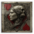Medieval Queen Of Hearts And Skull 2 by Ann Klee acrylic glass wall art