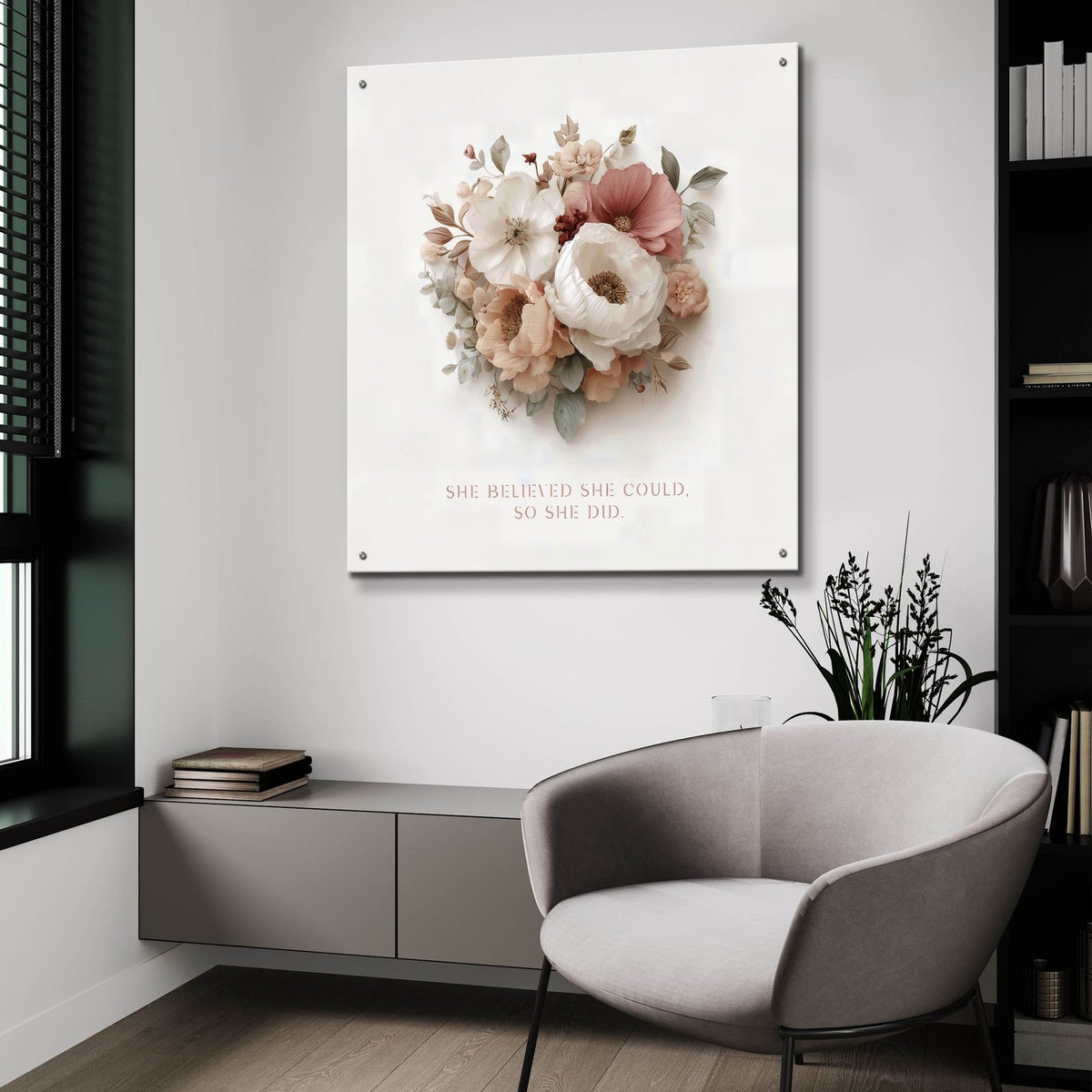 She Believed She Could, So She Did by Ann Klee - 36x36 acrylic wall art in a room