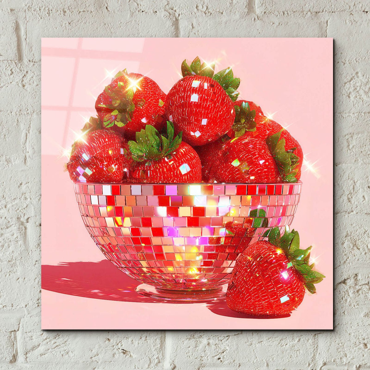 Strawberry Disco by Ann Klee - 12x12 acrylic wall art in a room