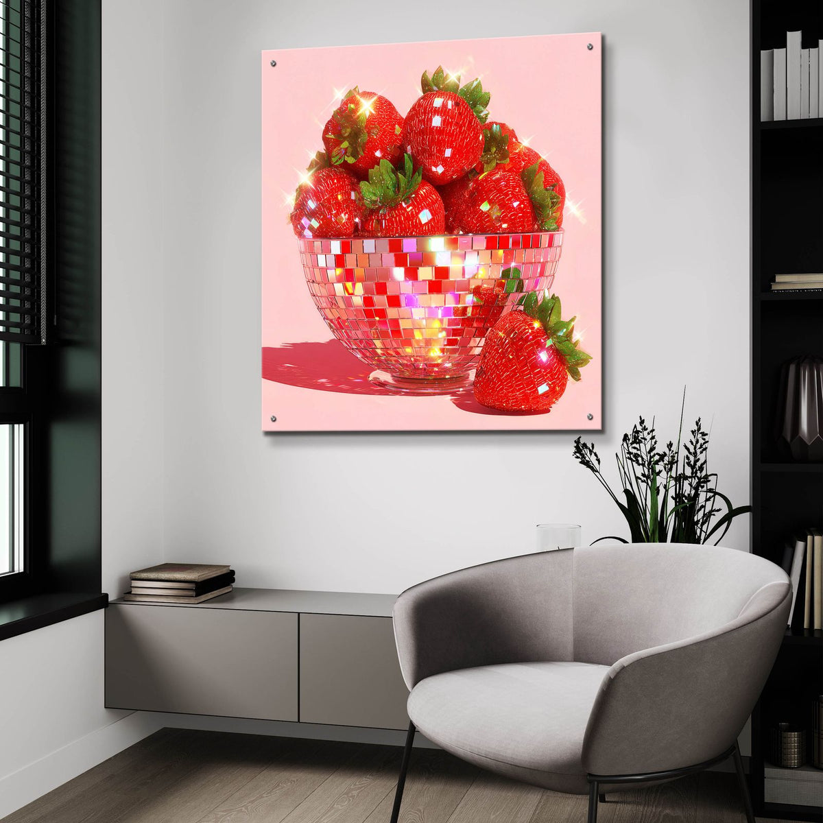 Strawberry Disco by Ann Klee - 36x36 acrylic wall art in a room