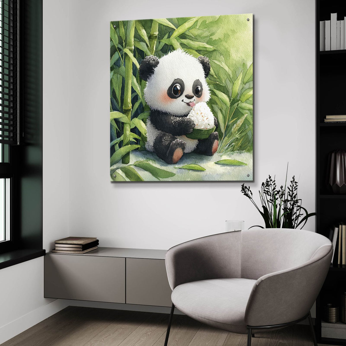 Sushi Panda Love 2 by Ann Klee - 36x36 acrylic wall art in a room