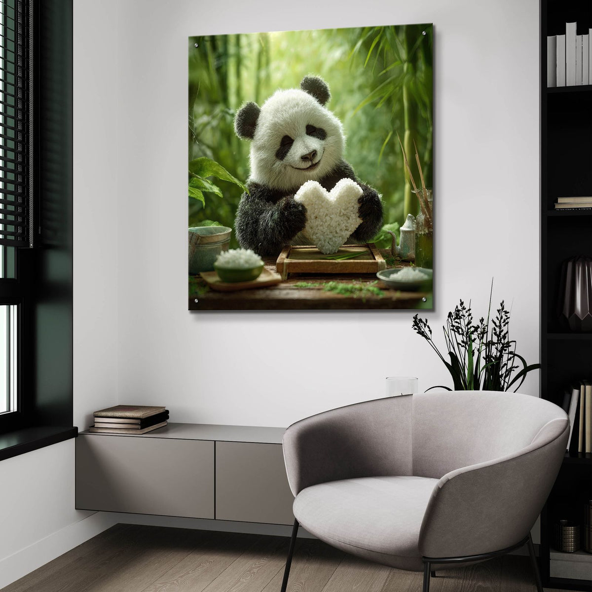 Sushi Panda Love 3 by Ann Klee - 36x36 acrylic wall art in a room