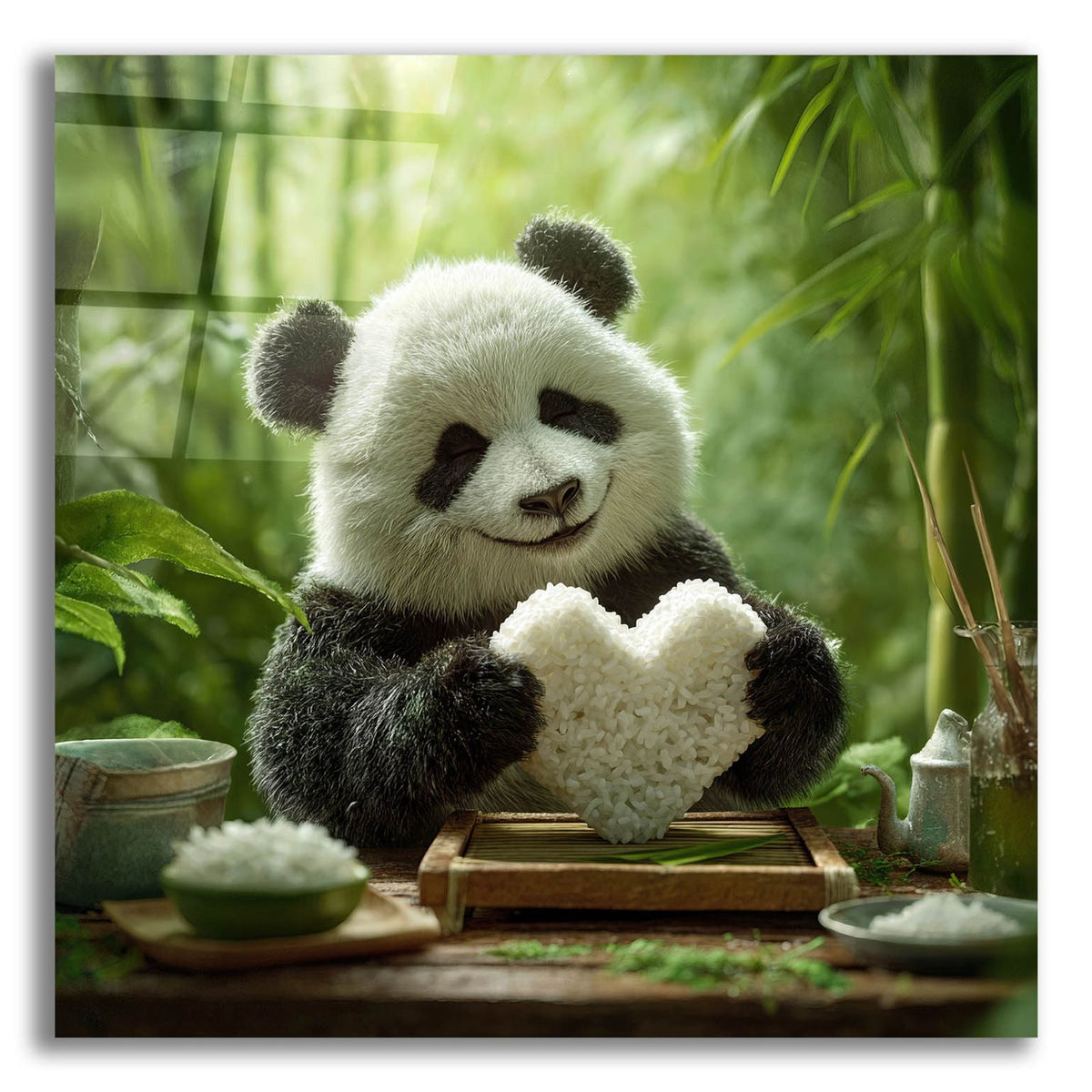 Sushi Panda Love 3 by Ann Klee acrylic glass wall art