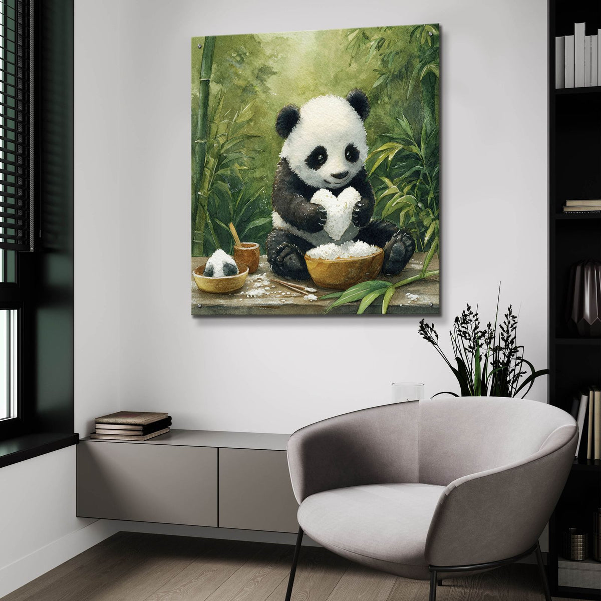 Sushi Panda Love 4 by Ann Klee - 36x36 acrylic wall art in a room