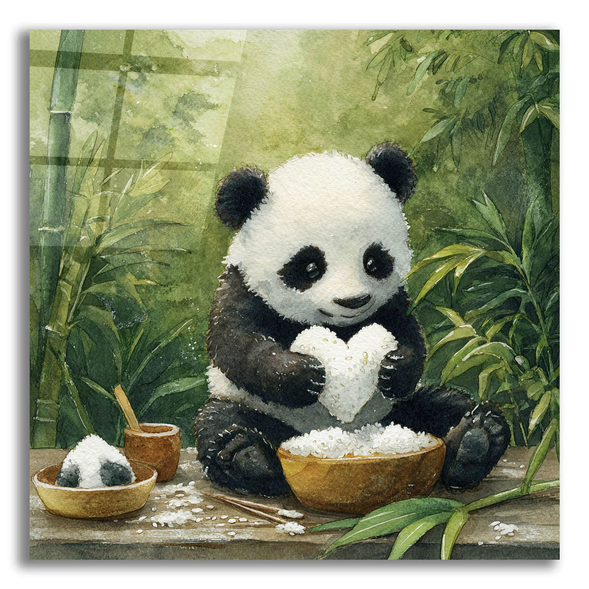 Sushi Panda Love 4 by Ann Klee acrylic glass wall art