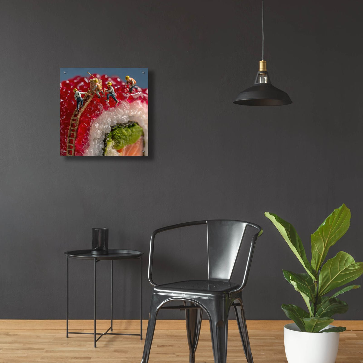Sushi Workers 2 by Ann Klee - 24x24 acrylic wall art in a room