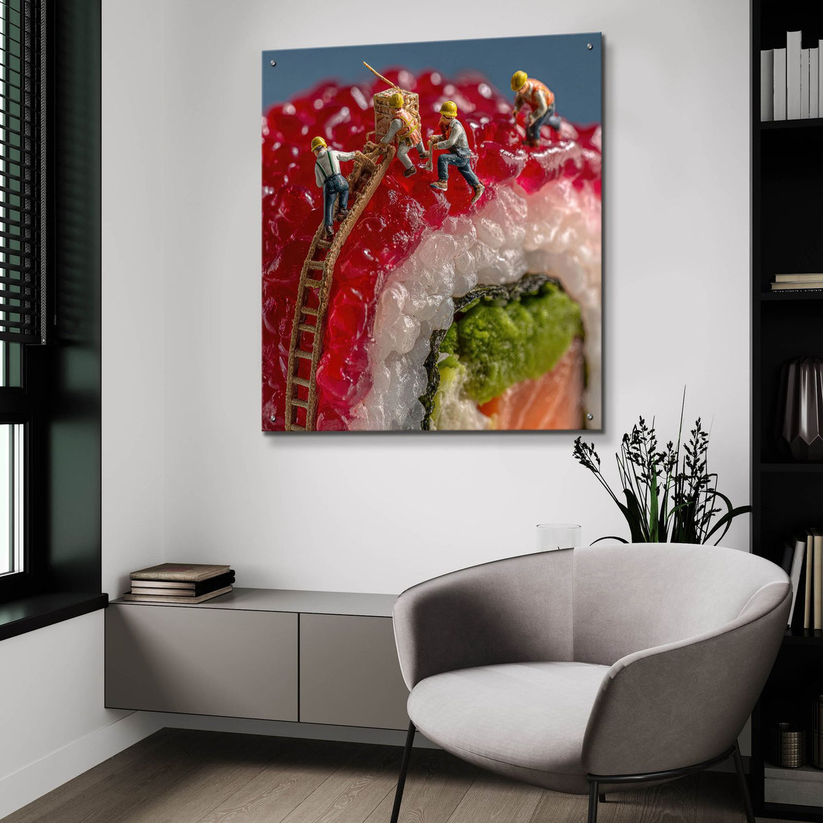 Sushi Workers 2 by Ann Klee - 36x36 acrylic wall art in a room