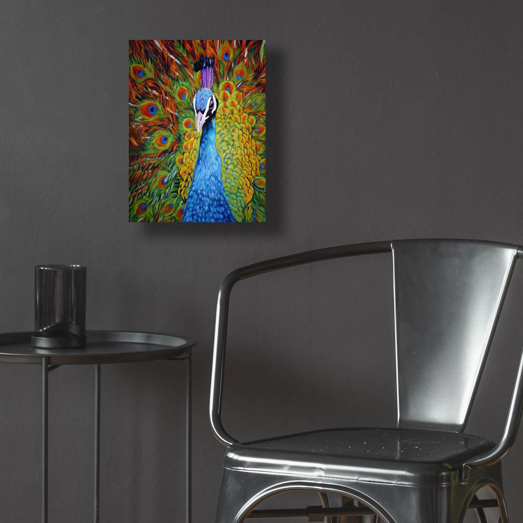 Colorful Peacock by Rey Klimt - 12x16 acrylic wall art in a room