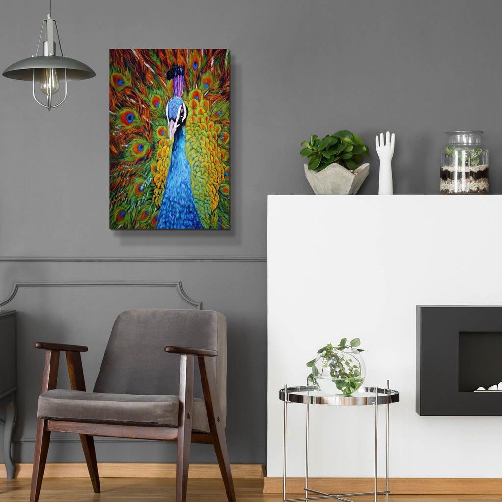 Colorful Peacock by Rey Klimt - 16x24 acrylic wall art in a room