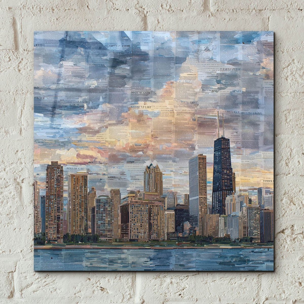 Newspaper Collage Chicago 4 by Ann Klee - 12x12 acrylic wall art in a room