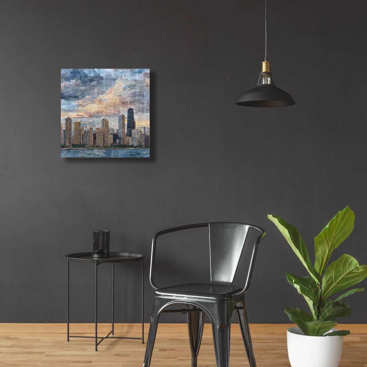 Newspaper Collage Chicago 4 by Ann Klee - 24x24 acrylic wall art in a room