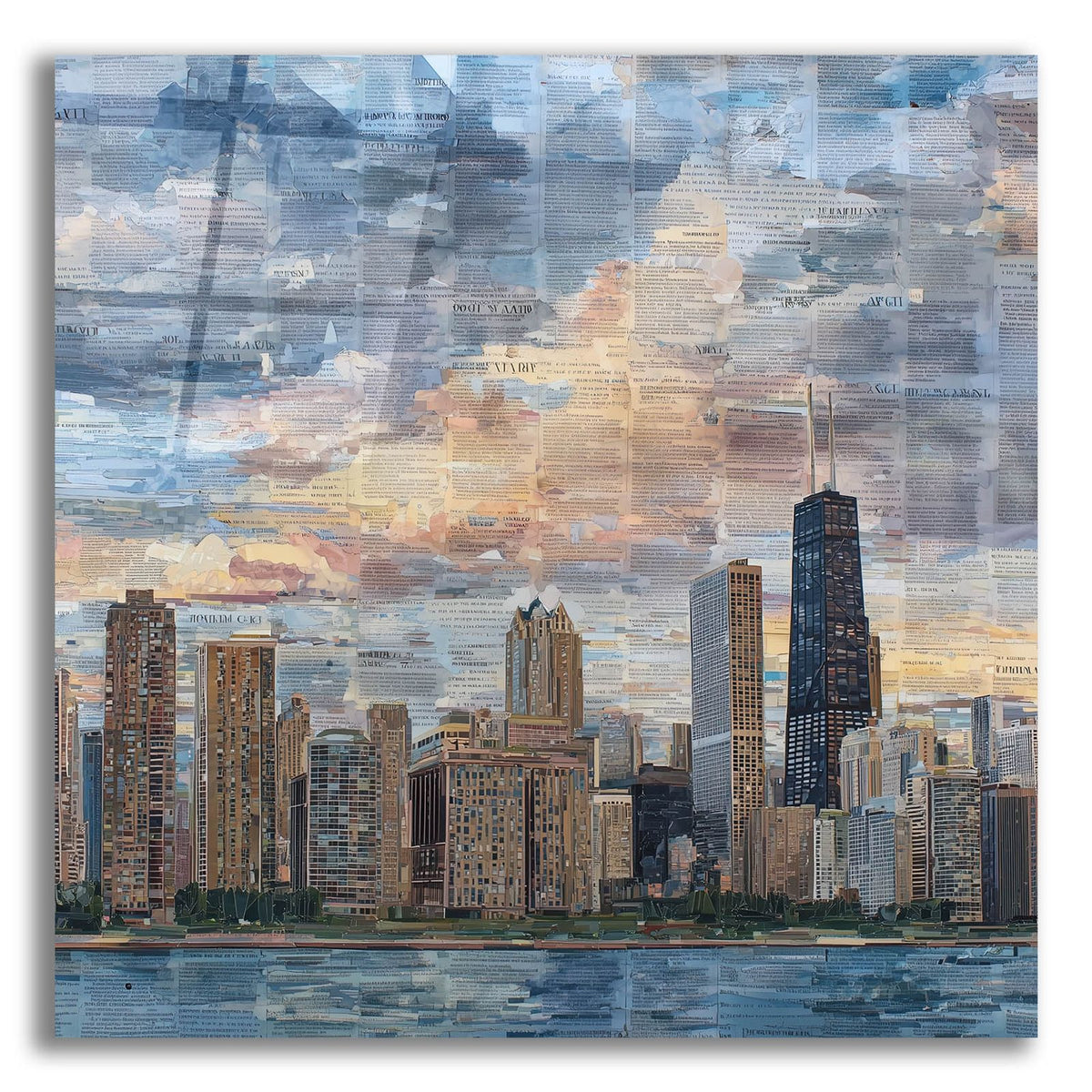 Newspaper Collage Chicago 4 by Ann Klee acrylic glass wall art