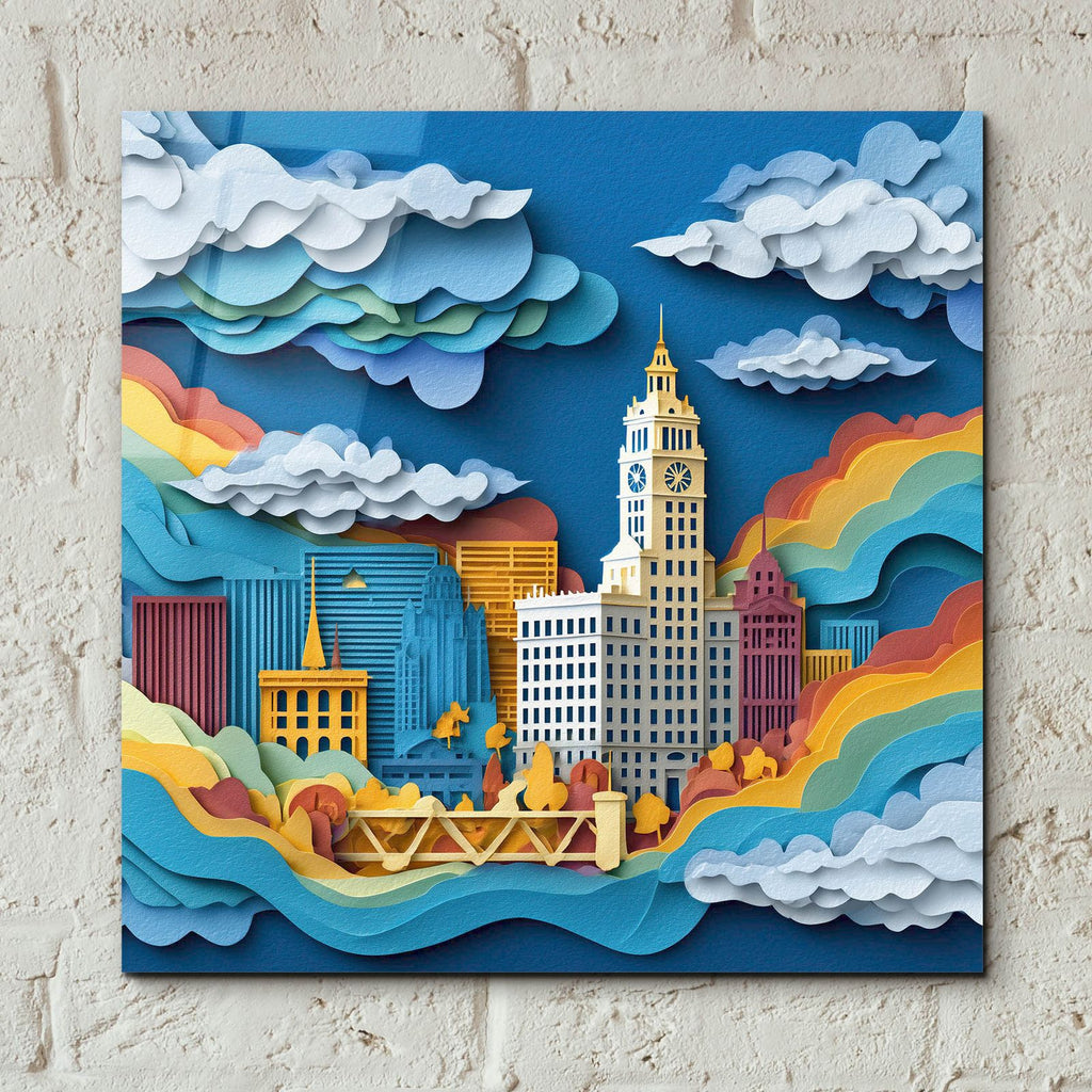Paper Cut Chicago 2 by Ann Klee - 12x12 acrylic wall art in a room