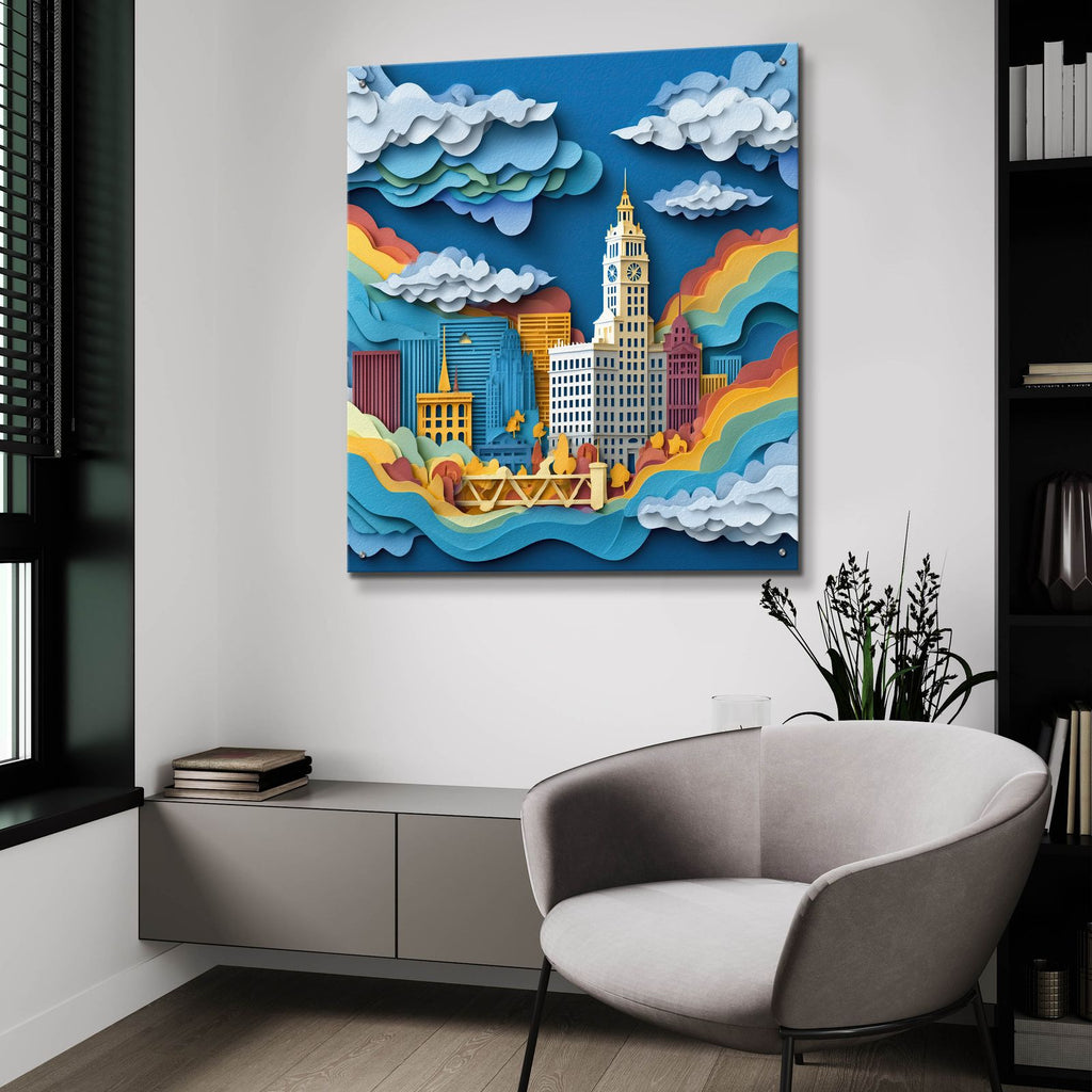 Paper Cut Chicago 2 by Ann Klee - 36x36 acrylic wall art in a room