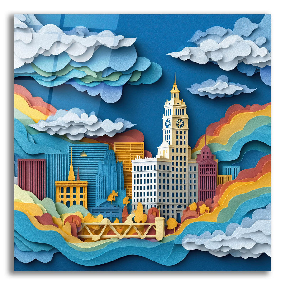 Paper Cut Chicago 2 by Ann Klee acrylic glass wall art