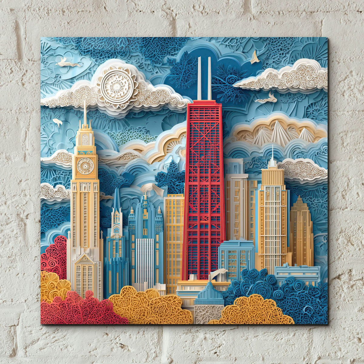 Paper Cut Chicago 3 by Ann Klee - 12x12 acrylic wall art in a room