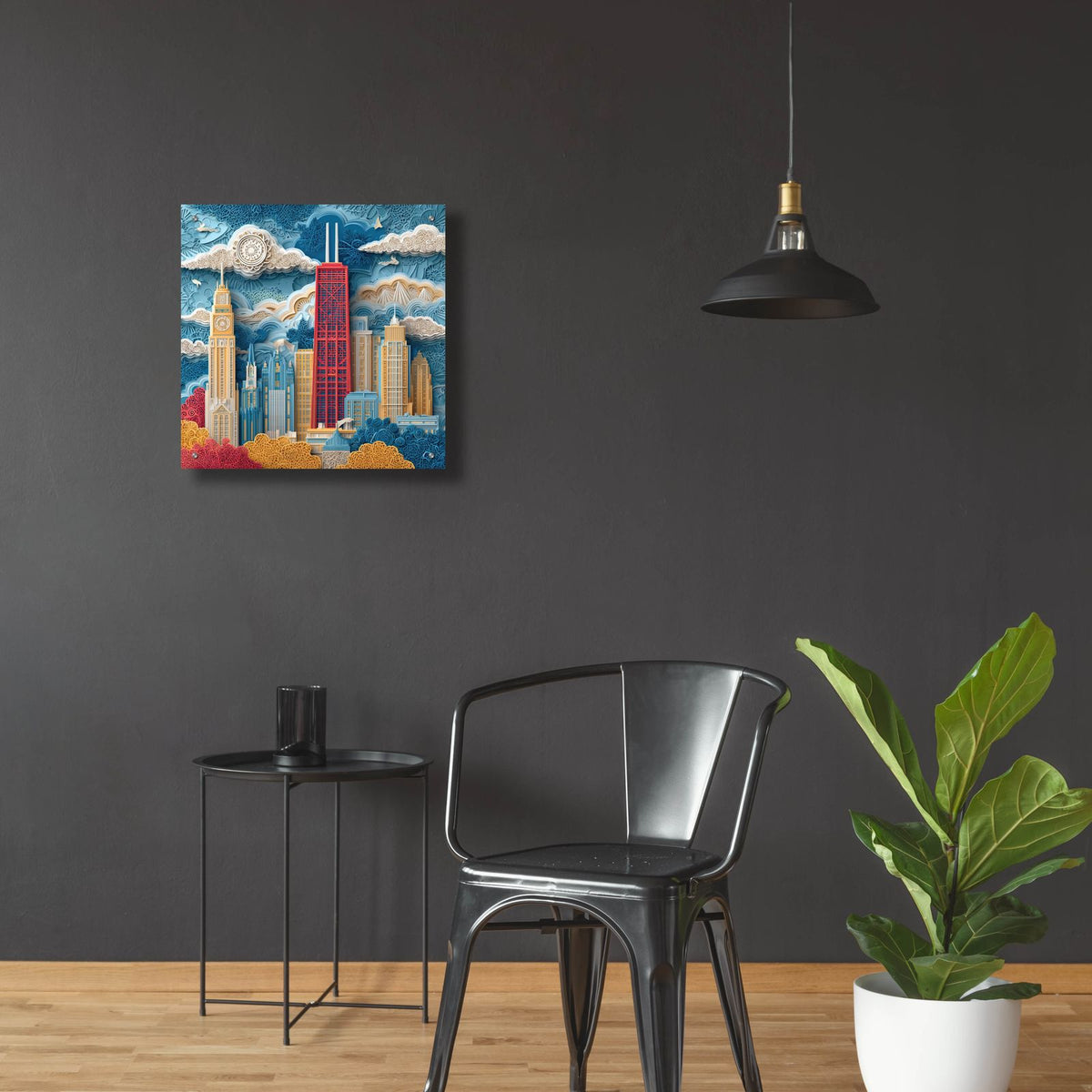 Paper Cut Chicago 3 by Ann Klee - 24x24 acrylic wall art in a room