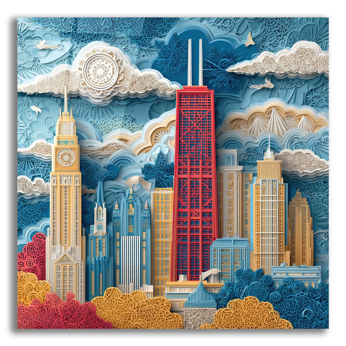 Paper Cut Chicago 3 by Ann Klee acrylic glass wall art