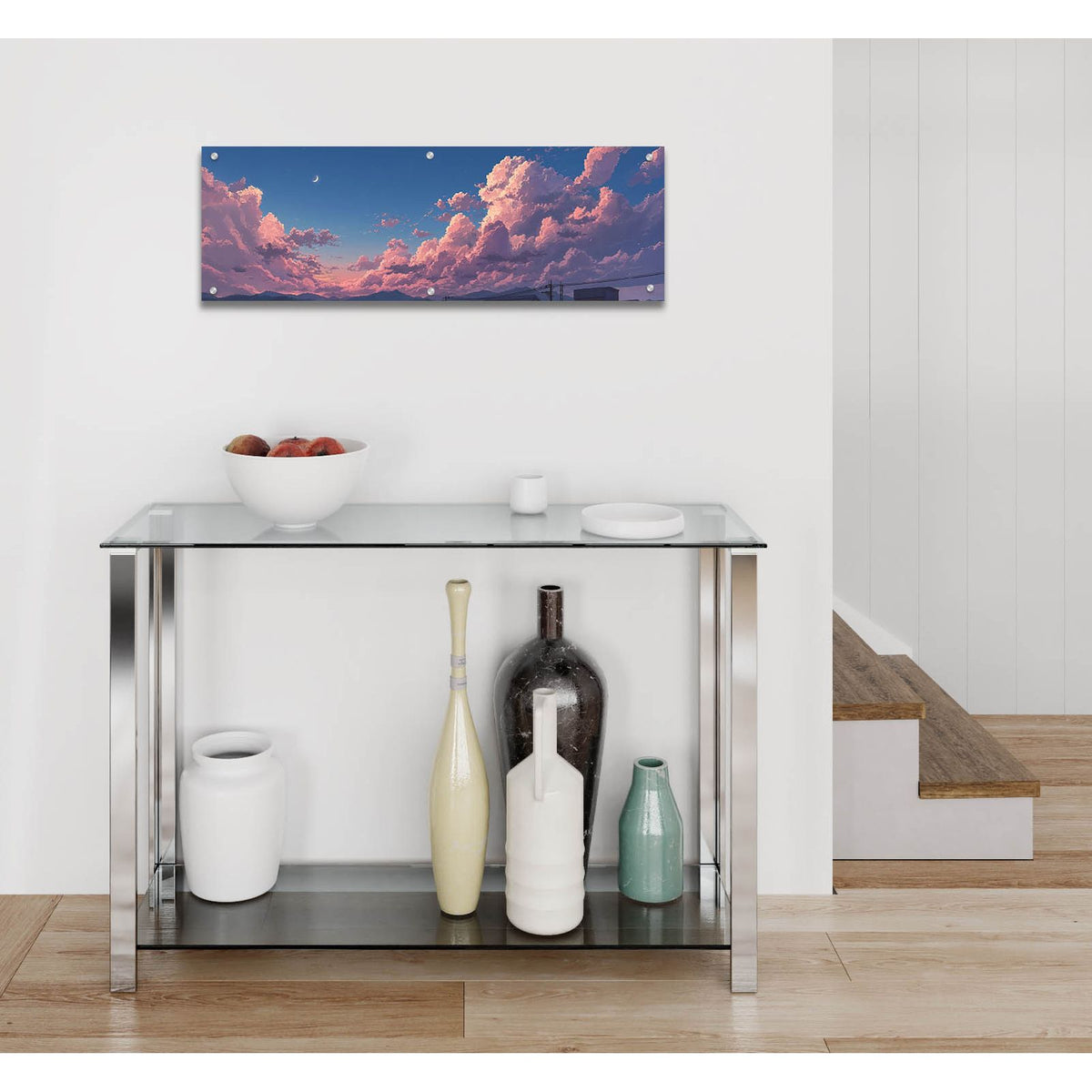 Cotton Sky 3 Panorama by Ann Klee - 36x12 acrylic wall art in a room