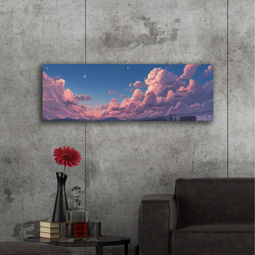 Cotton Sky 3 Panorama by Ann Klee - 48x16 acrylic wall art in a room